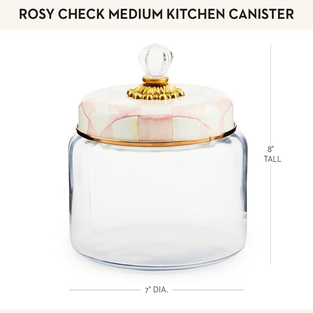 MacKenzie and Childs Rosy Check Canister🌸🌸 - Picture 3 of 4